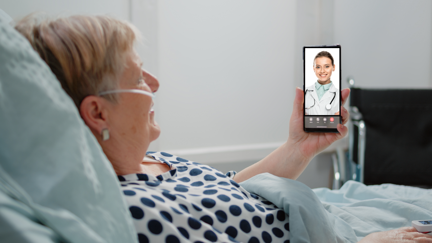 BlueEye-virtual-ward-patient-speaking-with-doctor Virtual Ward Hospital Beds and their benefits | RedZinc Services